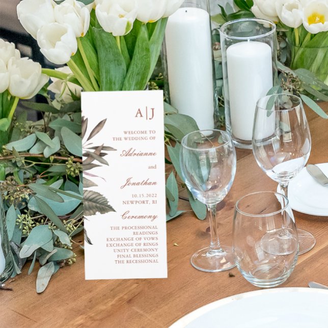 Programme simple de cérémonie des Mariages botaniq (Créateur téléchargé)