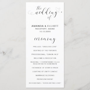 Programme Simple Elegant Black and White Heart Mariage