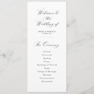 Programme Simple elegant black and white wedding