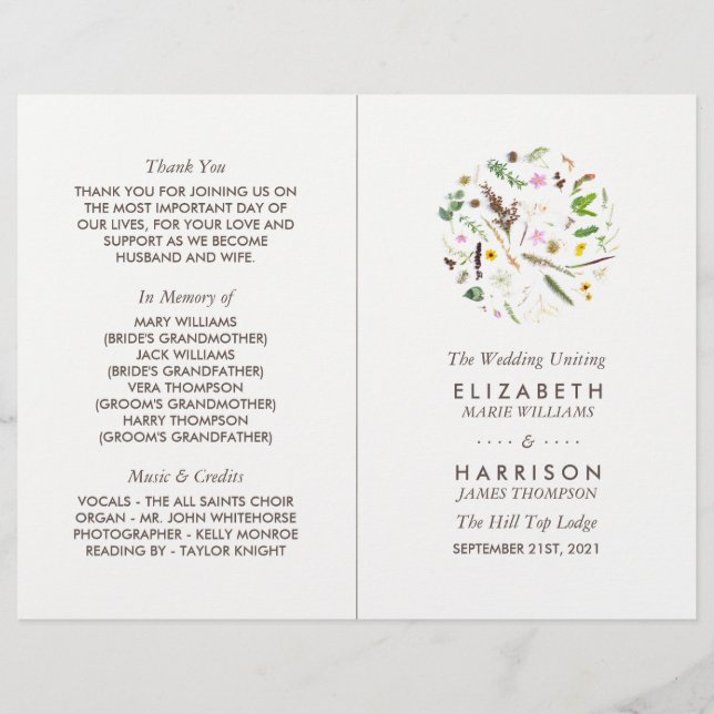 Programme simple et élégant de fleurs sauvages bot (Devant)