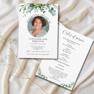 Programme Simple funérailles Memorial Photo Ordre de service