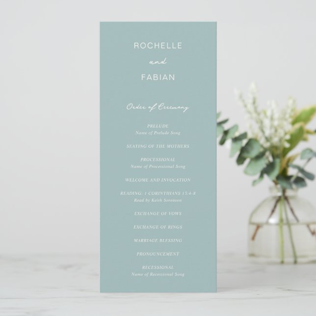 Programme Simple Mariage Bleu Élégant et Discret (Debout devant)