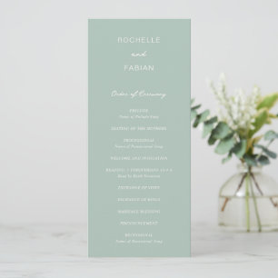 Programme Simple Mariage Élégant Vert Atténué