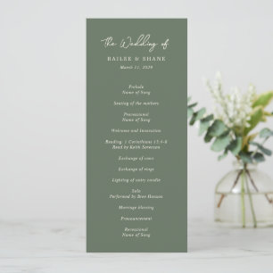 Programme Simple mariage moderne vert olive