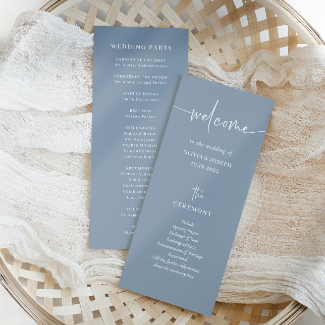 Programme Simple moderne et minimaliste Dusty Blue | MARIAGE (Créateur téléchargé)