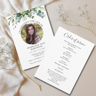 Programme Simple photo Funeral Memorial Ordre de service