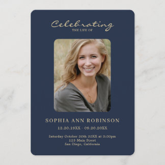 Programme Simple Photo Mémorial Bleu Or Ordre De Service