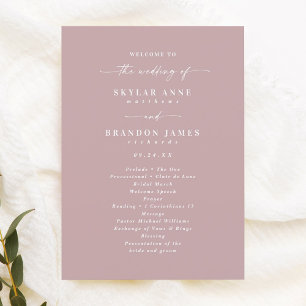 Programme Simple Solid Dusty Mauve Wedding Ceremony