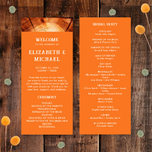 Programme Simple tranche de bois rustique coupé pour mariage
