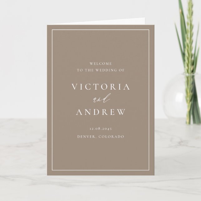 Programme Simple Typographie Taupe Mariage Formel (Devant)