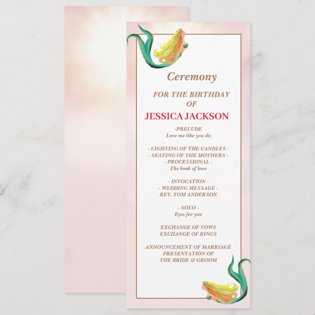 Programme Sirène Sous La Fête D'Anniversaire De La Mer (Devant / Derrière)