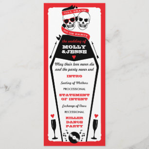 Programme Skeleton Wedding Program - Noir et Rouge