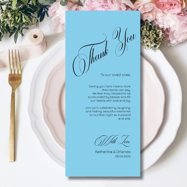 Programme Sky Blue Modern Place Setting Thank You Card (Créateur téléchargé)