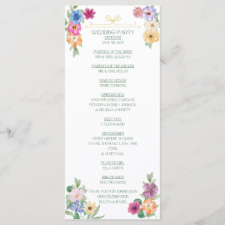Programme Spring Floral wildflower wedding program