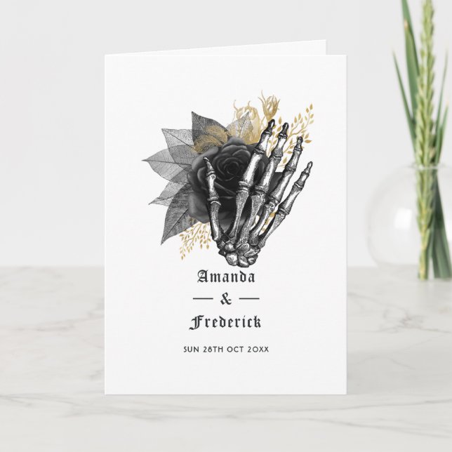 Programme Squelette floral noir et or Mariage gothique (Devant)