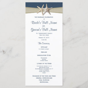 Programme Starfish et Burlap Blue Beach Wedding Program