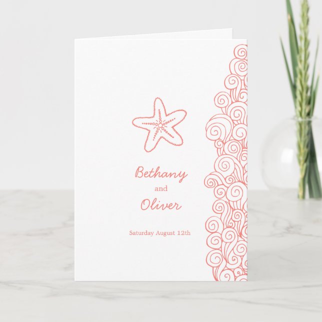 Programme Starfish tournoie corail orange et blanc mariage (Devant)