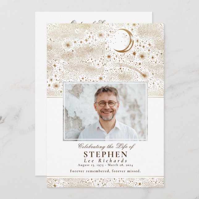 Programme Stars Célébration de la vie Photo Funérailles comm (Devant / Derrière)