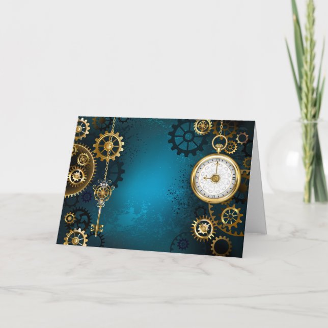 Programme Steampunk Arrière - plan turquoise avec Gears (Devant)