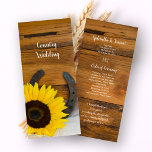 Programme Sunflower and Horseshoe Western Wedding Program<br><div class="desc">Give your guests the order of your nuptials with the charming Yellow Sunflower and Horseshoe Country Wedding Program Customize it with the personal names of the bride and groom and specific marriage ceremony details and time line. This casual yet classy custom equine theme wedding program objets a quaint floral photograph...</div>