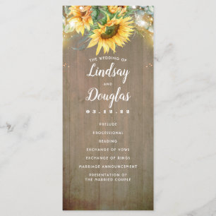 Programme Sunflowers Rustic Country Mariages de automne Prog