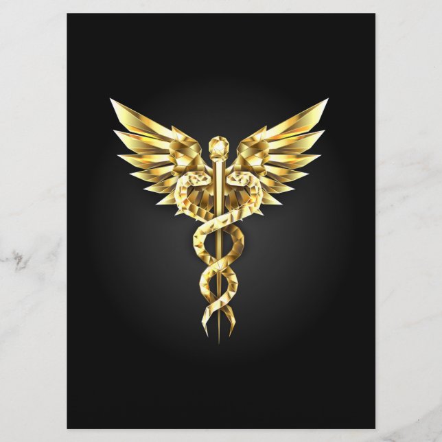 Programme Symbole caducee polygonale en or (Devant)