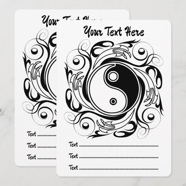 Programme Symbole Yin & Yang noir et blanc de style tatouage (Devant / Derrière)