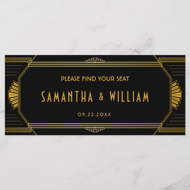 Programme Tableau de sièges Mariage Art Déco Gatsby (Devant)