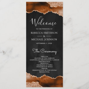 Programme Terracotta Orange Brûlée Agate Marbre Noir Mariage