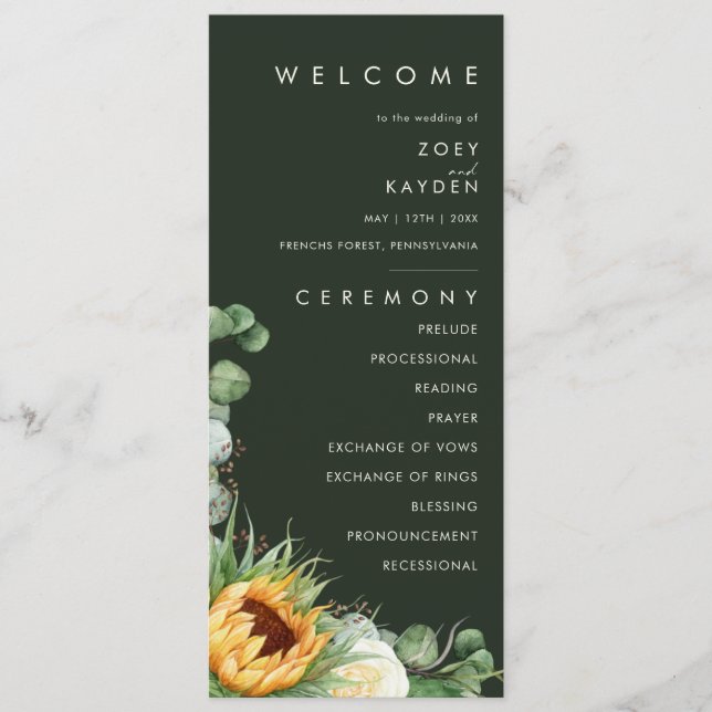 Programme Tournée de pays audacieux | Mariage vert foncé (Devant)