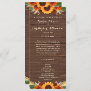Programme Tournesol Rustique Terracotta Roses Boho Mariage