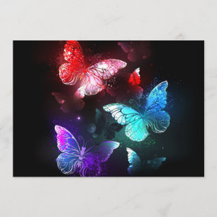 Programme Trois papillons lumineux sur fond de nuit