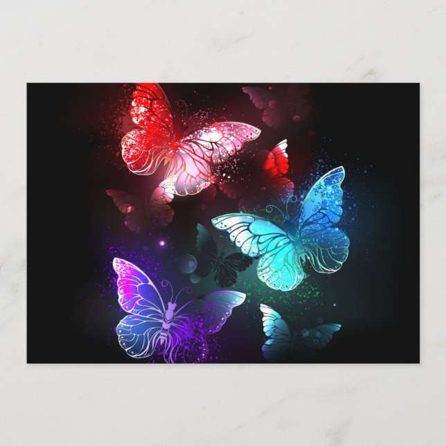 Programme Trois papillons lumineux sur fond de nuit (Devant)