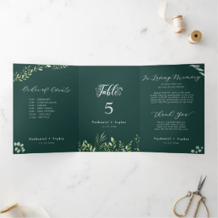 Programme Trois Volets Aquarelle Gold Greenery Tripli Numéro de tableau