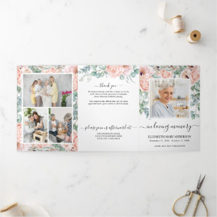 Programme Trois Volets Aquarelle Memorial Pink Peony Floral