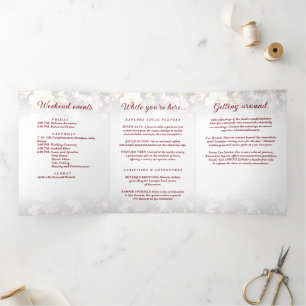 Programme Trois Volets Aquarelle rose Roses jaunes, noir flou, Mariage