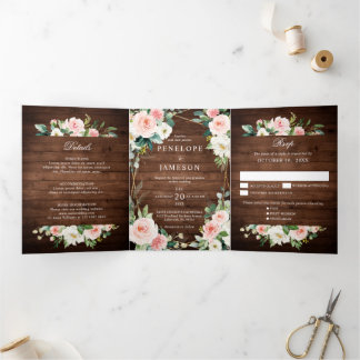 Programme Trois Volets Bois rousse Floral Floral Géométrique Botanique