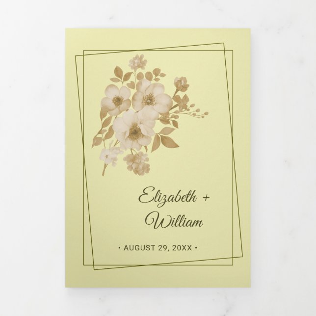 Programme Trois Volets Cadre rose - Mariage jaune céleste (Page de couverture)
