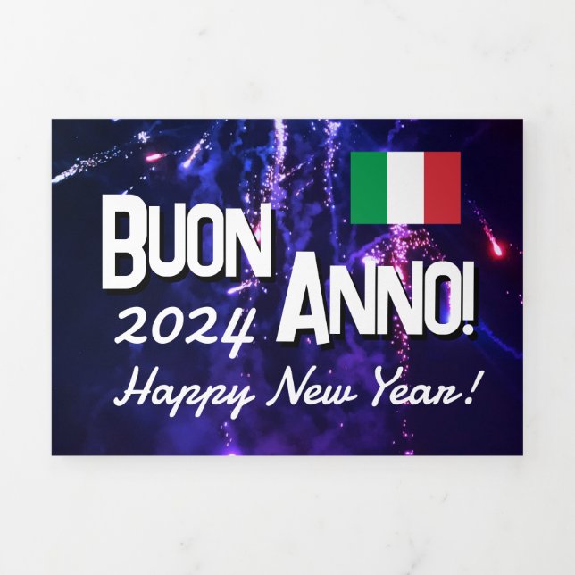 Programme Trois Volets Carte du Nouvel An Italien avec Calendrier 2024 (Page de couverture)