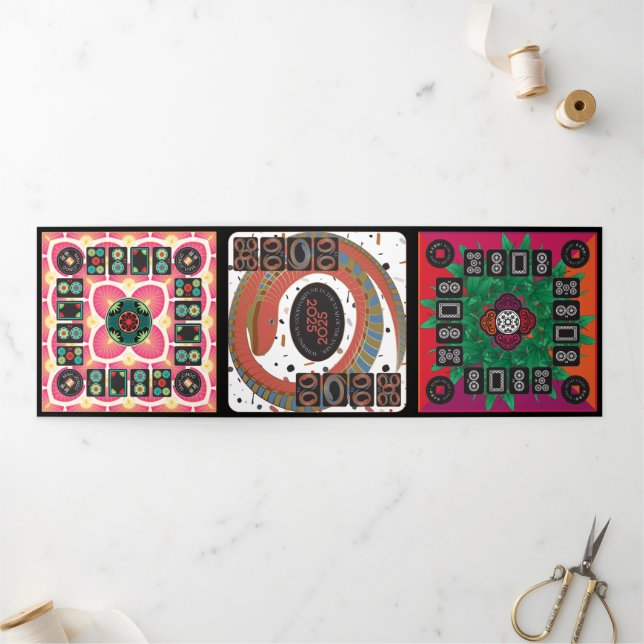 Programme Trois Volets Carte Mah Jongg 2025 triplée (Extérieur)