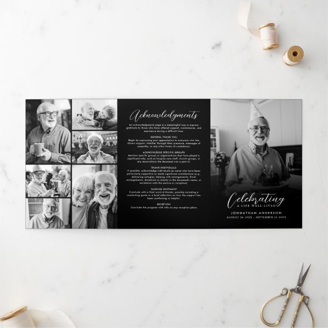 Programme Trois Volets Célébration de la vie 10-Photo Collage moderne (Extérieur)