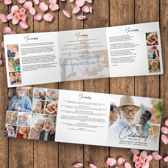 Programme Trois Volets Célébration de la vie 18-Photo Mémorial/funéraille (Créateur téléchargé)