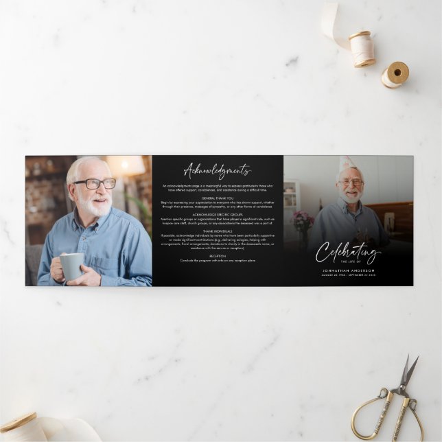 Programme Trois Volets Célébration de la vie 3-Photo Black & White Funera (Extérieur)