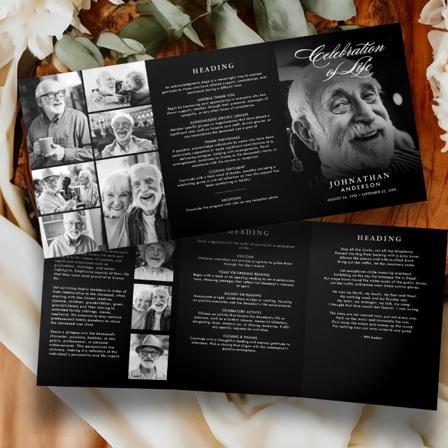 Programme Trois Volets Célébration de la vie Écriture élégante Photo Funé (Créateur téléchargé)