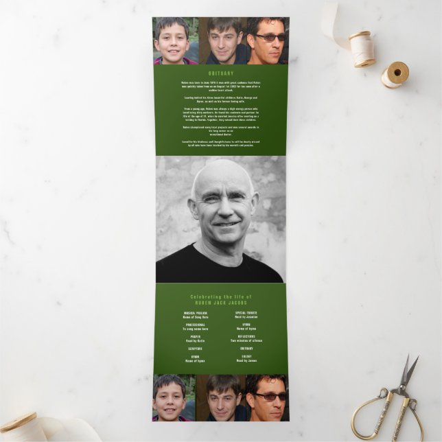 Programme Trois Volets Chaux vert foncé blanc funéraire service personnal (Intérieur)