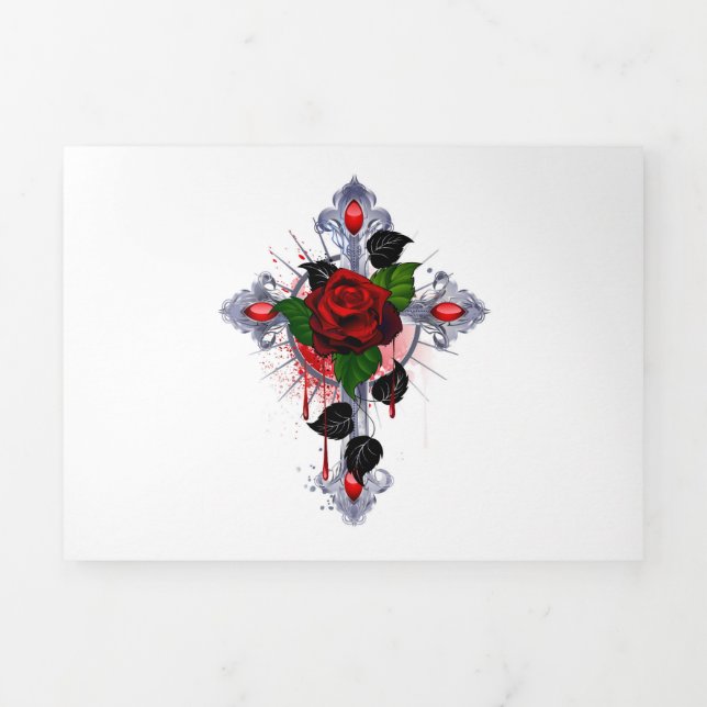 Programme Trois Volets Croix d'argent avec une rose rouge (Page de couverture)