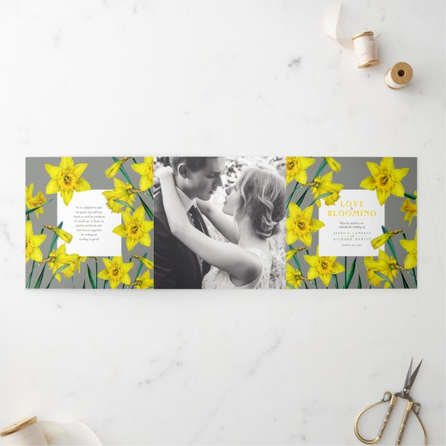 Programme Trois Volets Daffodiques de fleurs de printemps mariage jaune g (Extérieur)