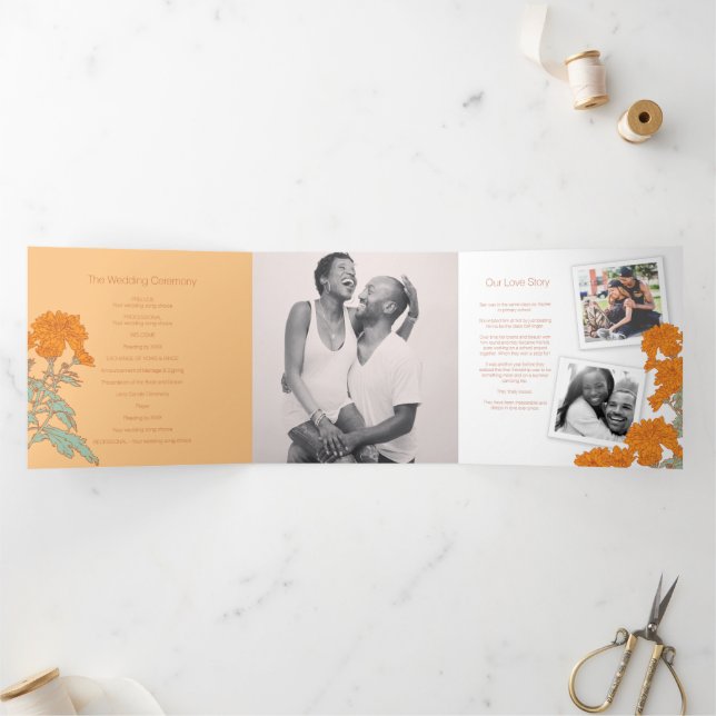 Programme Trois Volets Dessin de fleur d'orange de chrysanthème (Intérieur)