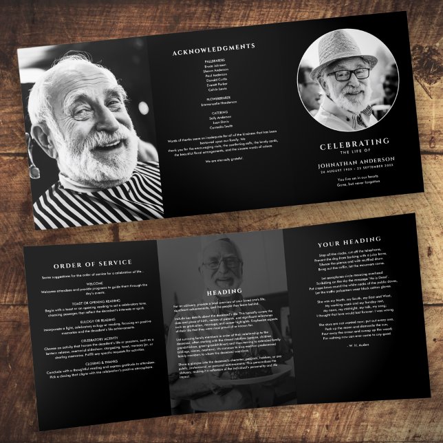 Programme Trois Volets Élégant 7-Photos Funérailles/Mémorial (Créateur téléchargé)