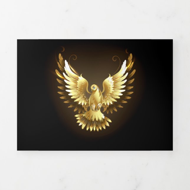 Programme Trois Volets Faux Gold Foil Peace Dove en noir (Page de couverture)